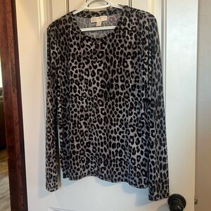 Michael Kors Beautiful Animal Print Silky Long Sleeve Top In Very Good Condition